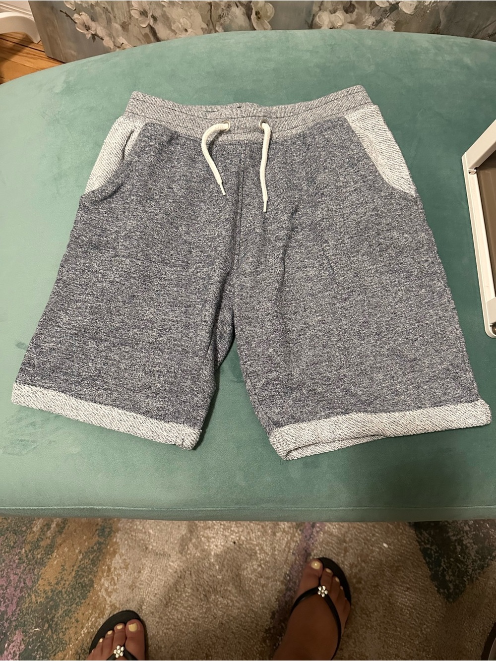 Kids Heather Navy Terry Drawstring Shorts